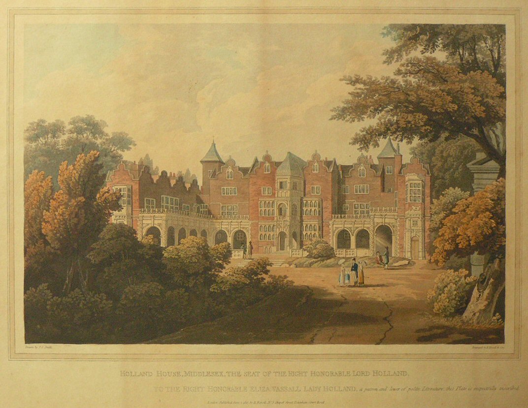 Aquatint - Holland House, Middlesex, the Seat of the Right Honourable Lord Holland. - Havell